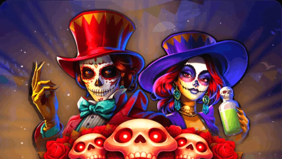 Tampilan visual slot Skull Fiesta dengan tema Day of the Dead