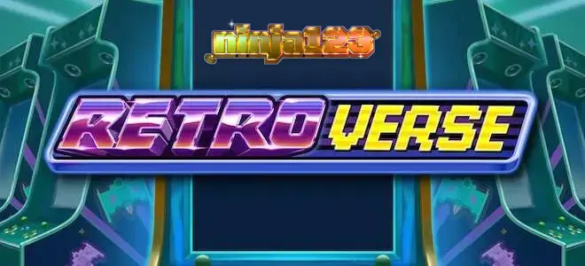 Tampilan visual retro arcade pada layar permainan slot RetroVerse