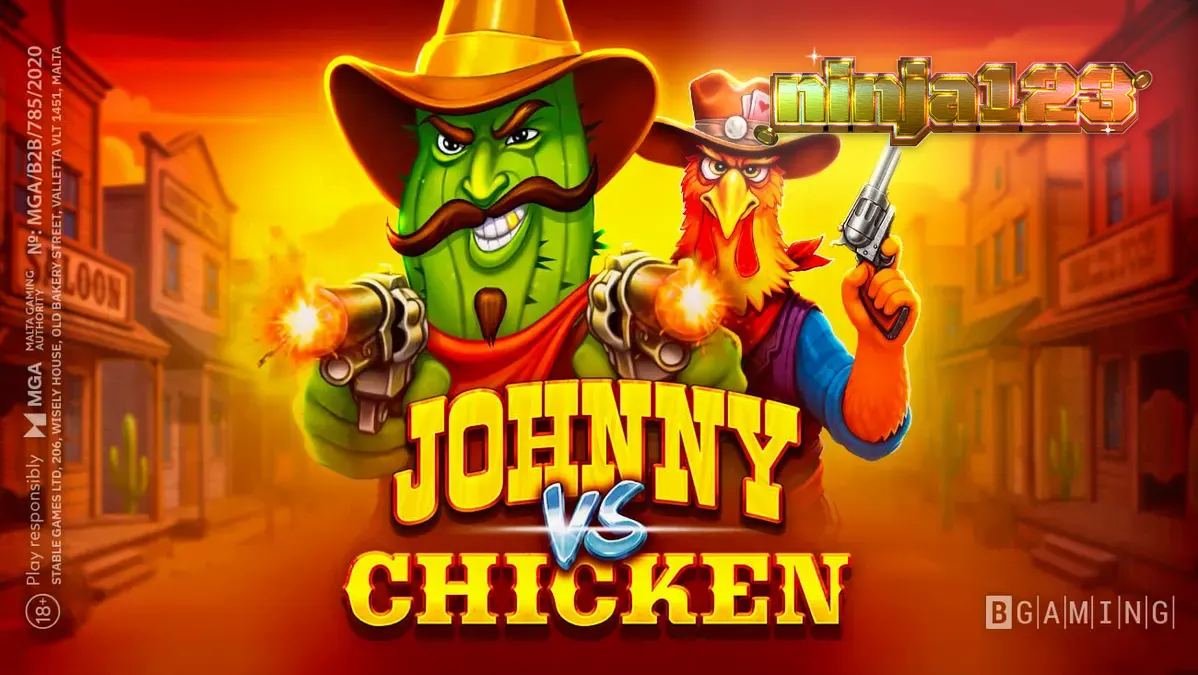 Tampilan visual slot Johnny vs Chicken dengan tema Wild West